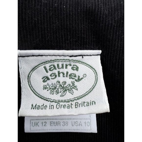 Laura Ashley Black Corduroy Long Puff Sleeve Midi Dress Size 10 Romantic Cottage - Picture 9 of 16